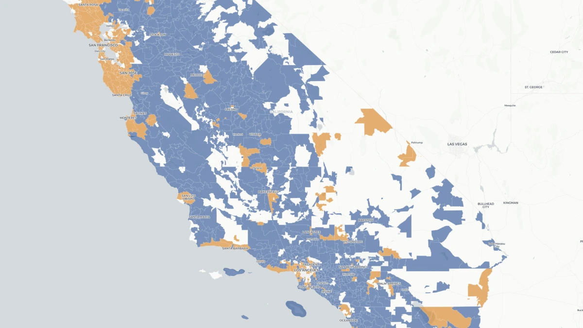ZIP-level opposition map of California for the billionaire tax ballot measure.