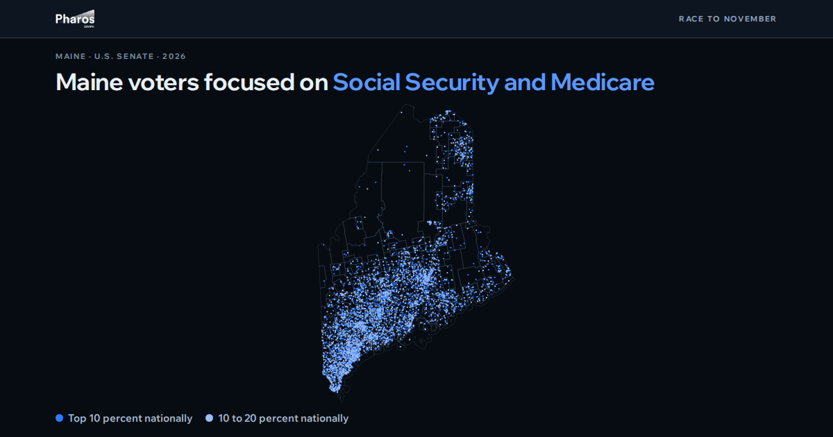 Map of Maine showing where the voters most tuned in to Social Security and Medicare live